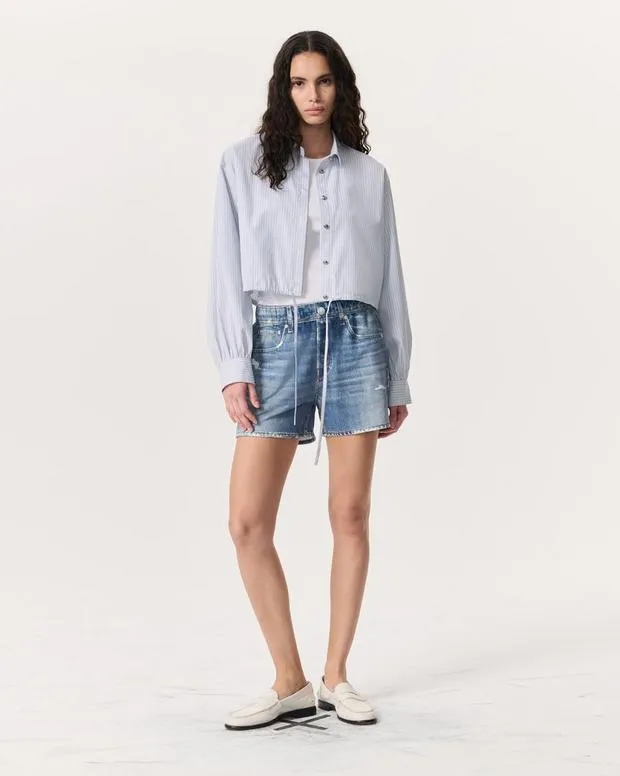 TShirts rag and bone Women Georgie Striped Cotton Poplin Shirt Fog Stripe