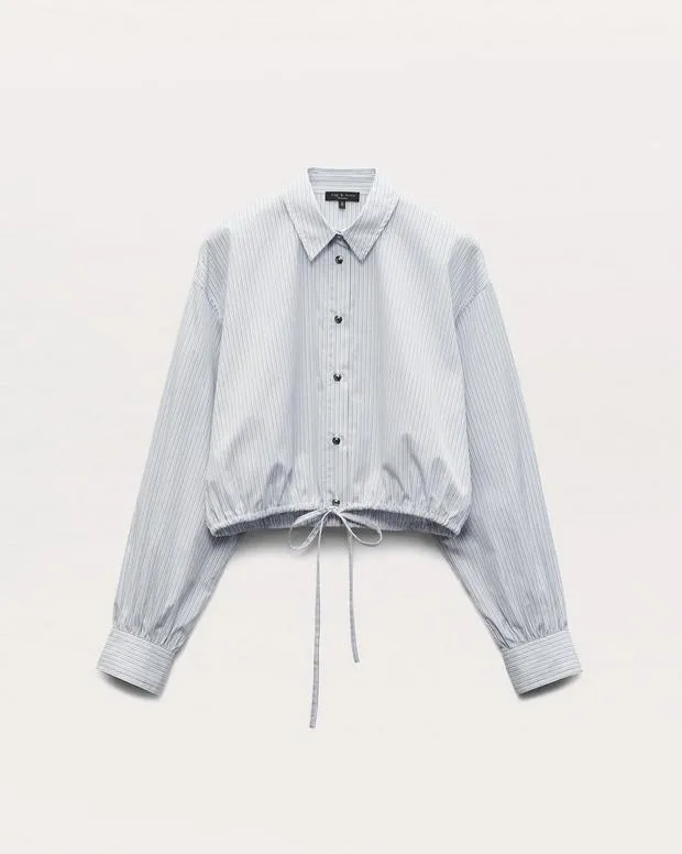 TShirts rag and bone Women Georgie Striped Cotton Poplin Shirt Fog Stripe