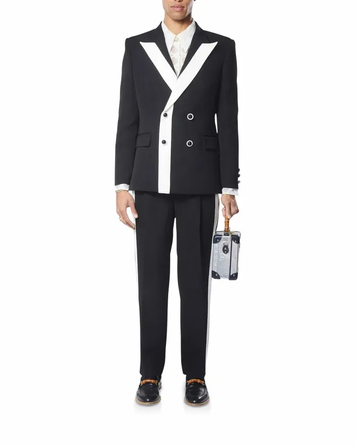 Tailoring Men Casablanca Paris Black Contrast Lapel Double Breasted Blazer
