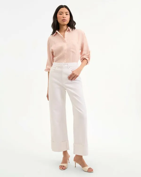 Taylor Cuffed Cropped WideLeg Jean White Women Veronica Beard Jeans