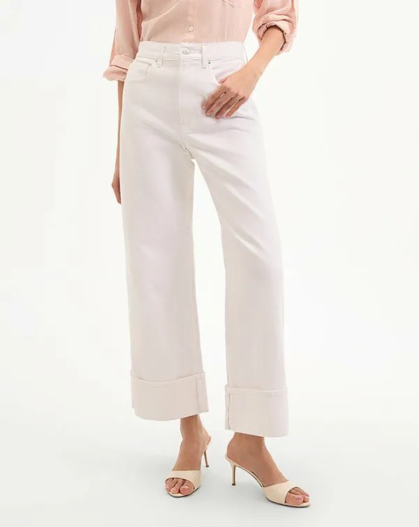 Taylor Cuffed Cropped WideLeg Jean White Women Veronica Beard Jeans Taylor Cuffed Cropped WideLeg Jean White Women Veronica Beard Jeans