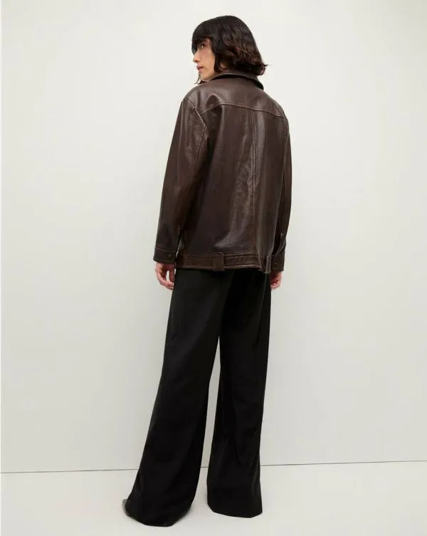 Thandie Leather Dickey Jacket Dark Chocolate Women Veronica Beard Jackets and Outerwear Thandie Leather Dickey Jacket Dark Chocolate Women Veronica Beard Jackets and Outerwear
