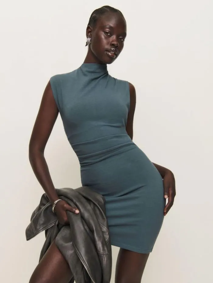 The Reformation Alden Knit Dress Slate 8211 Clothing