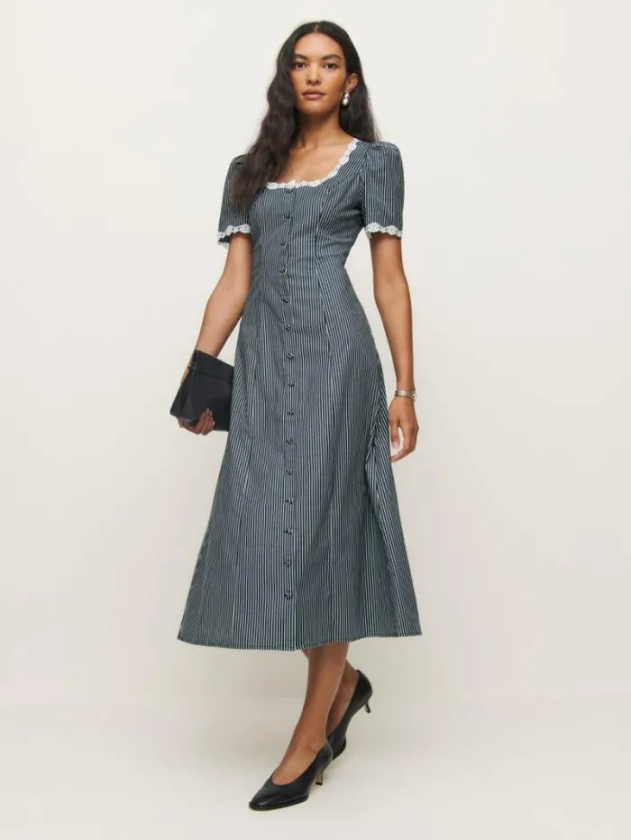 The Reformation Alida Dress Long Island Stripe 8211 Clothing