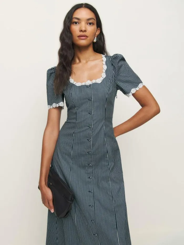 The Reformation Alida Dress Long Island Stripe 8211 Clothing