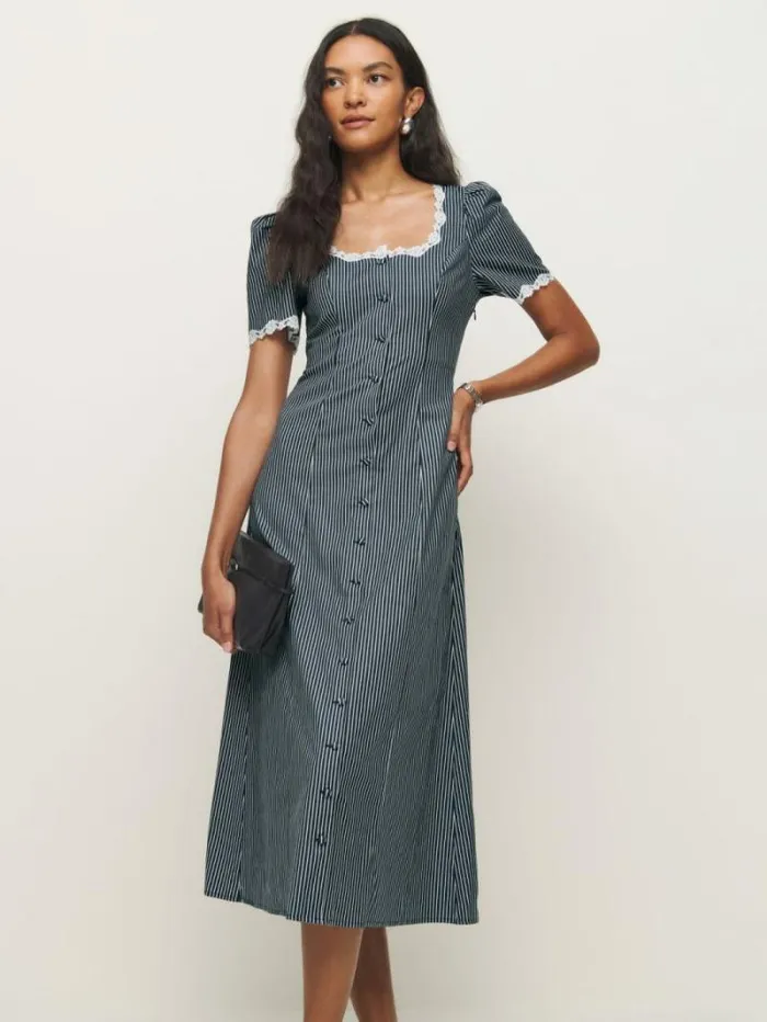 The Reformation Alida Dress Long Island Stripe 8211 Clothing