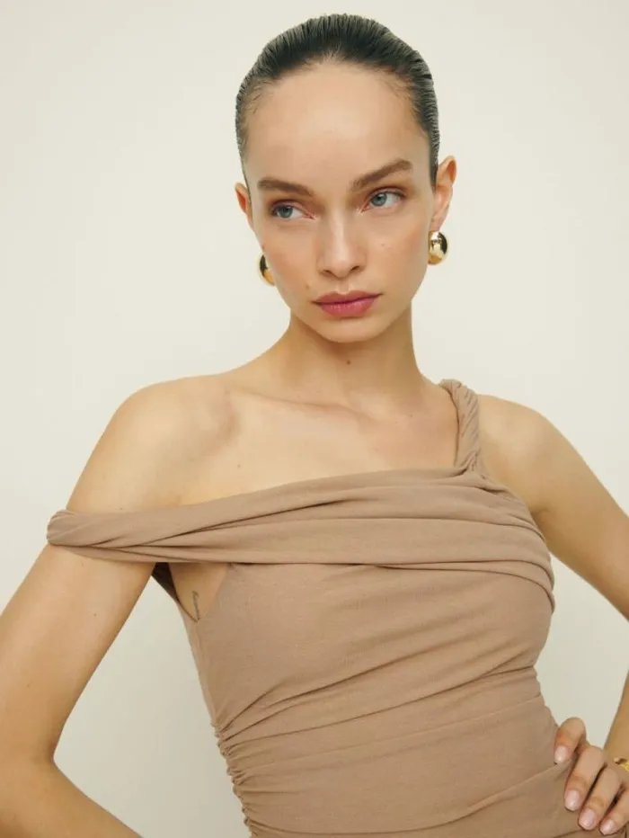 The Reformation Alycia Knit Dress Praline 8211 Clothing