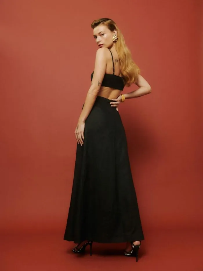 The Reformation Andi Low Rise Linen Maxi Skirt Black 8211 Clothing