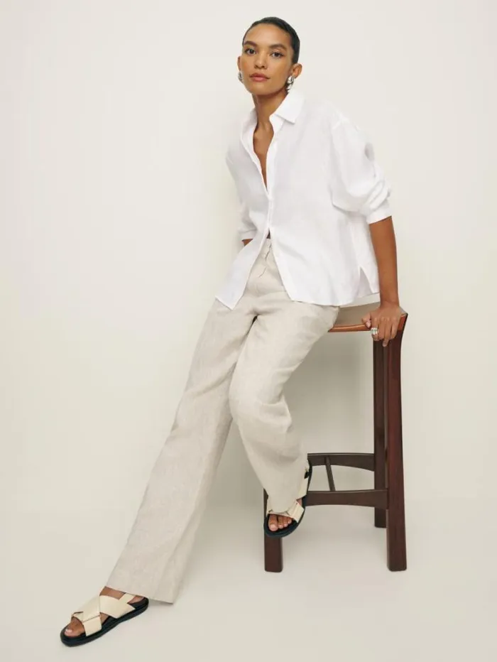 The Reformation Andy Oversized Linen Shirt White 8211 Clothing