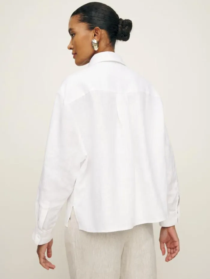 The Reformation Andy Oversized Linen Shirt White 8211 Clothing