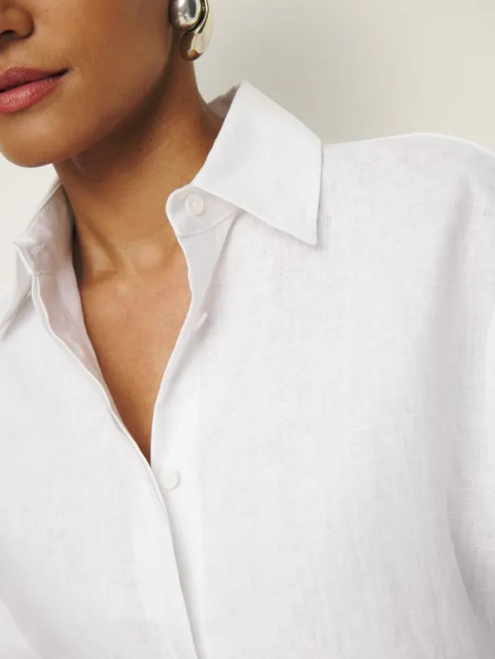 The Reformation Andy Oversized Linen Shirt White 8211 Clothing