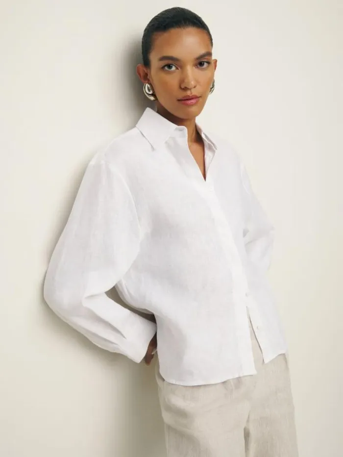 The Reformation Andy Oversized Linen Shirt White 8211 Clothing