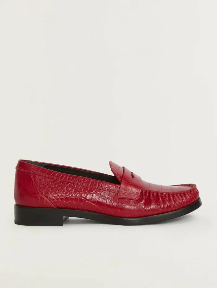 The Reformation Ani Ruched Loafer Red Croc 8211 Shoes