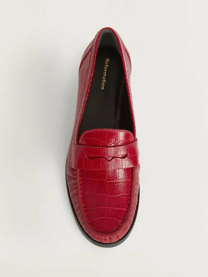 The Reformation Ani Ruched Loafer Red Croc 8211 Shoes
