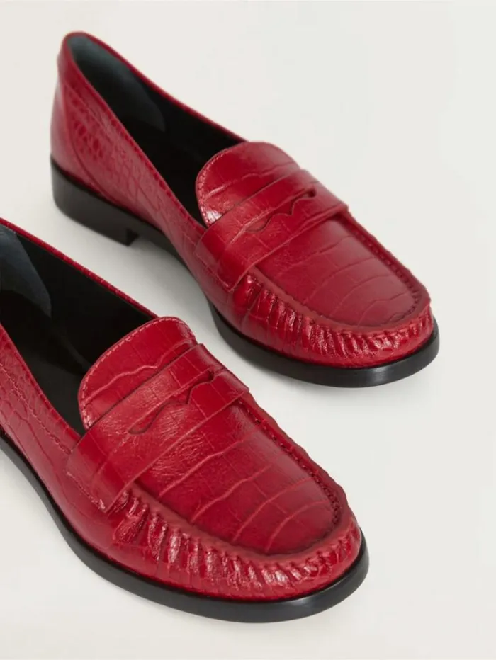 The Reformation Ani Ruched Loafer Red Croc 8211 Shoes