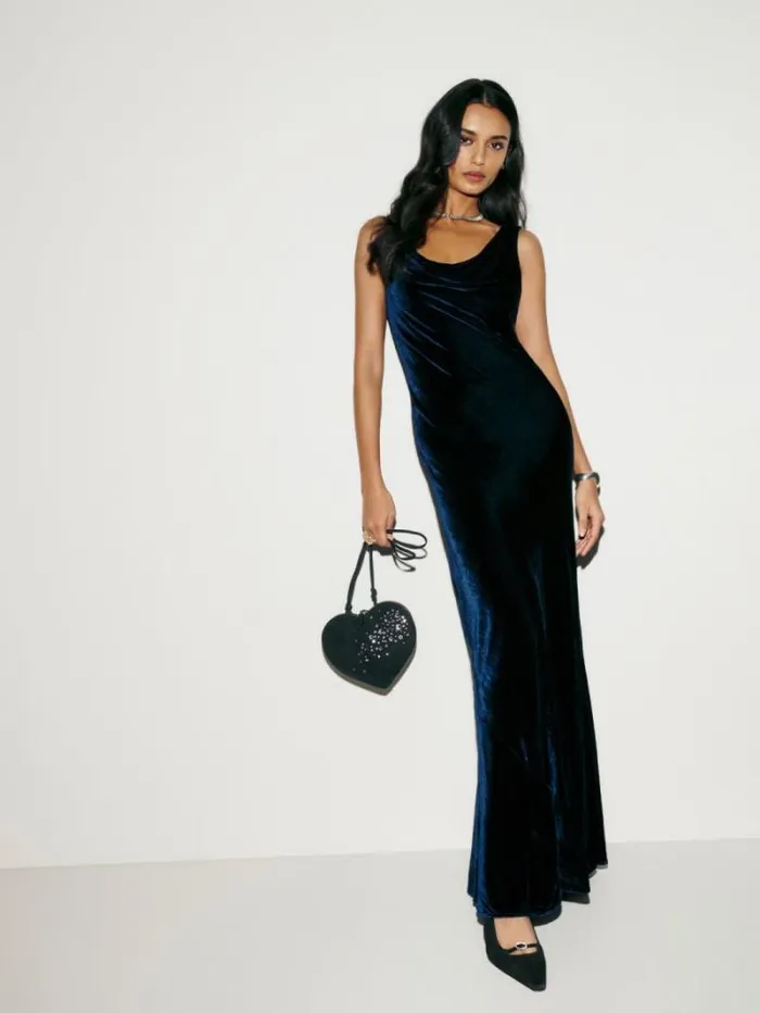 The Reformation Annabelle Velvet Dress Midnight 8211 ClothingWeddings