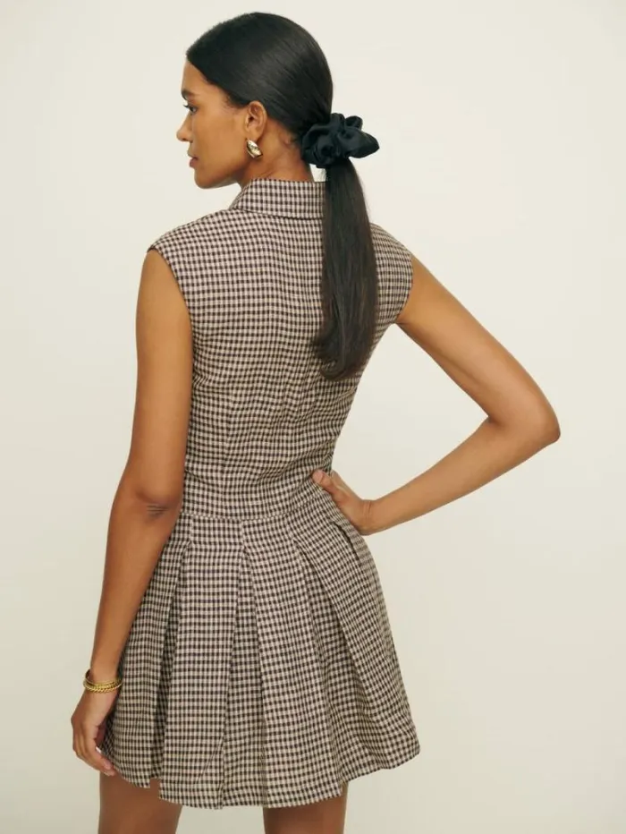 The Reformation Arella Linen Dress Tartine Check 8211 Clothing