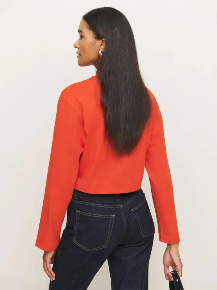 The Reformation Asher Cropped Oversized Longsleeve Tee Paprika 8211 Clothing