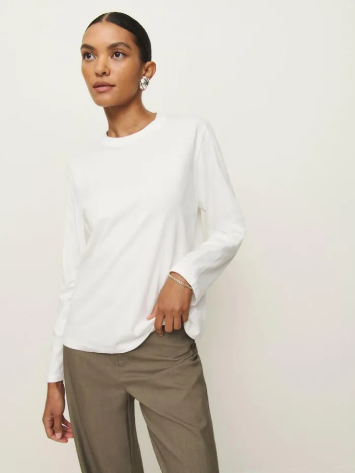 The Reformation Asher Oversized Long Sleeve Tee White 8211 Clothing