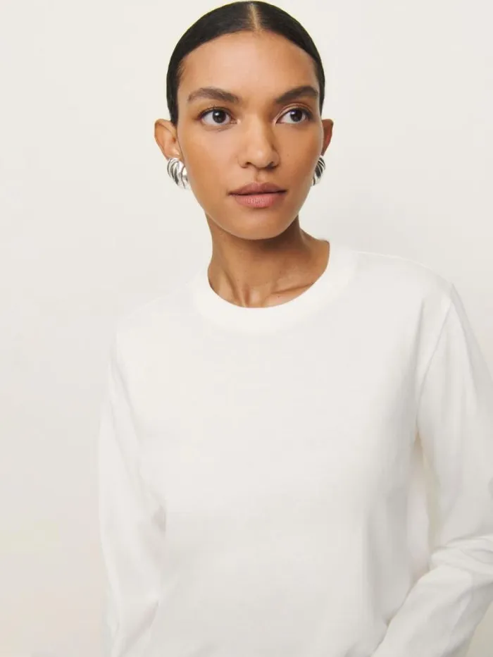 The Reformation Asher Oversized Long Sleeve Tee White 8211 Clothing