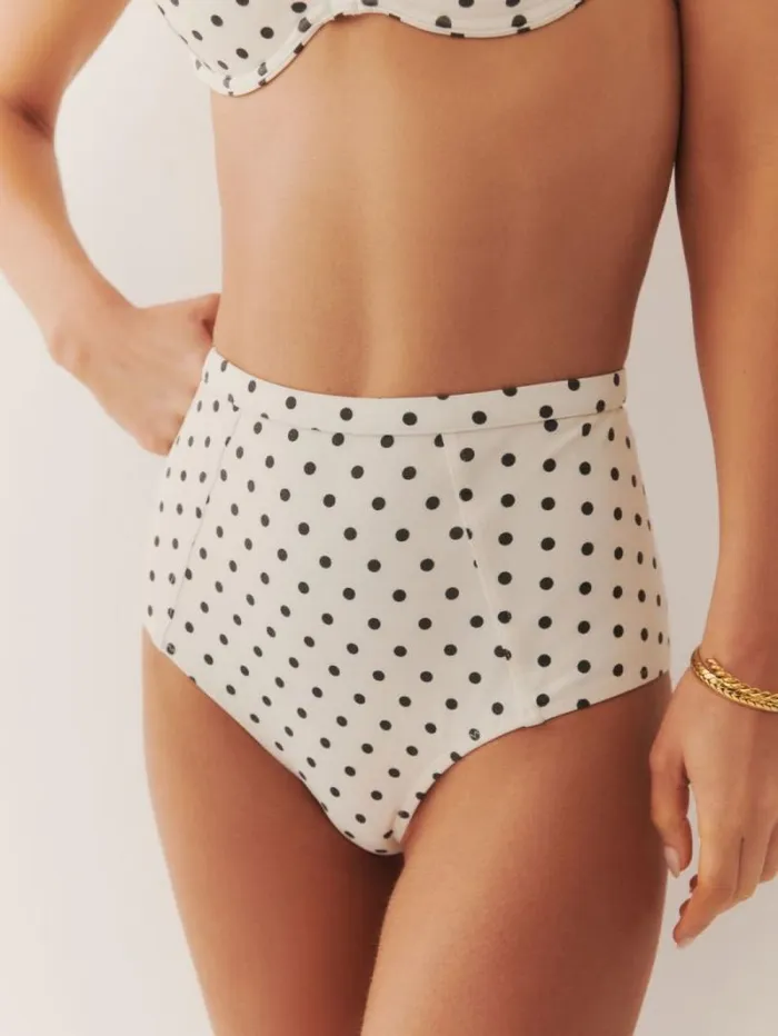 The Reformation Azure Bikini Bottom White Dot 8211 Clothing