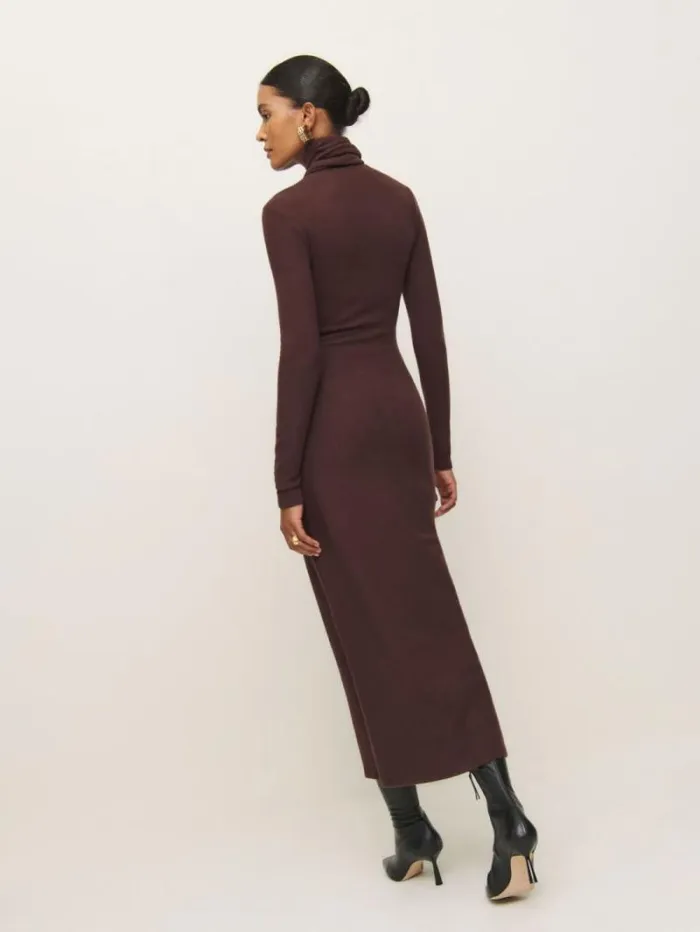 The Reformation Azure Knit Dress Mahogany 8211 Clothing