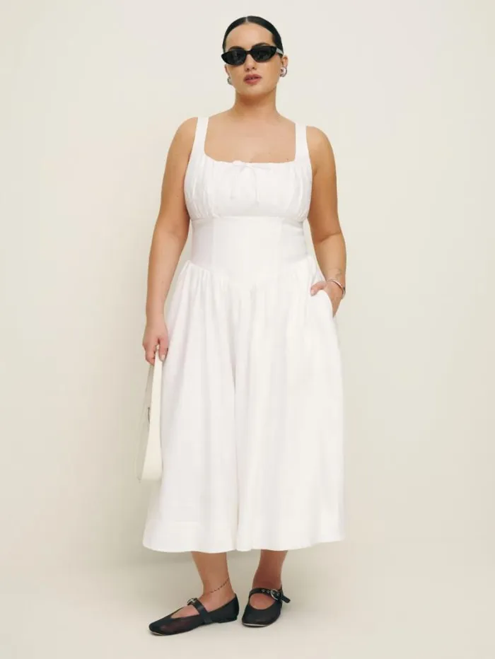 The Reformation Balia Linen Dress Es White 8211 Clothing