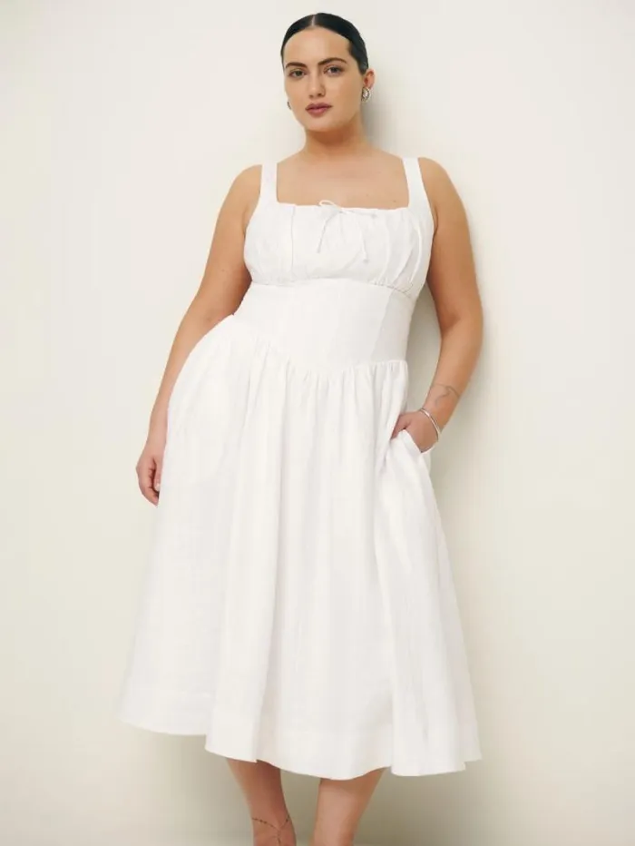 The Reformation Balia Linen Dress Es White 8211 Clothing