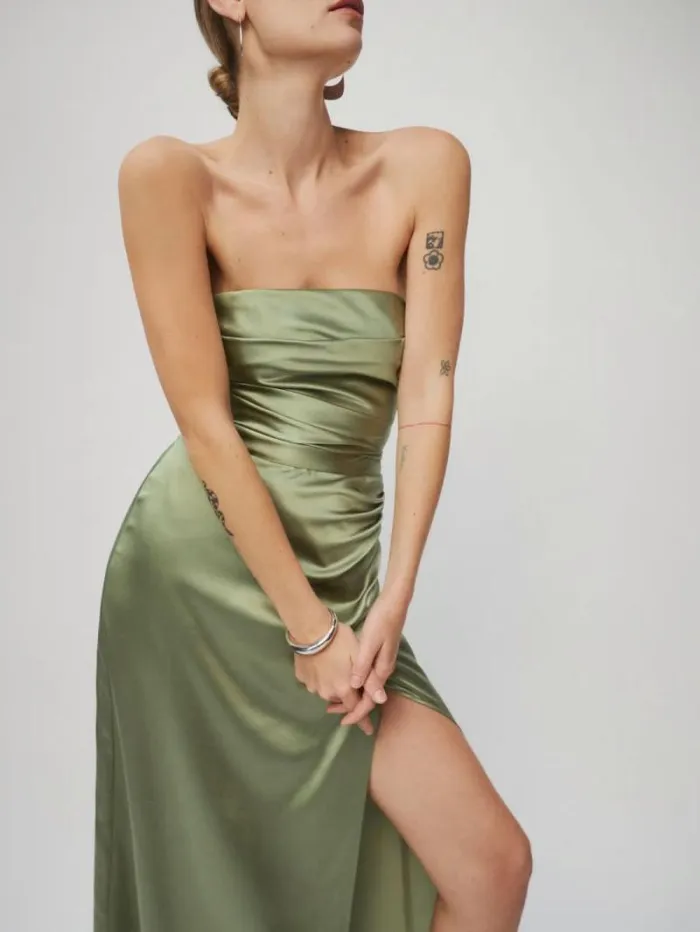 The Reformation Barrow Silk Dress Artichoke 8211 Weddings