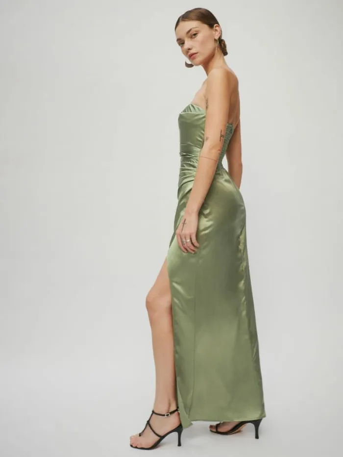The Reformation Barrow Silk Dress Artichoke 8211 Weddings