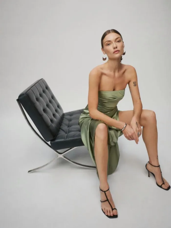 The Reformation Barrow Silk Dress Artichoke 8211 Weddings
