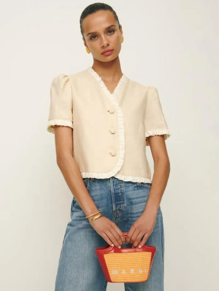 The Reformation Bess Linen Top Sugar 8211 Clothing