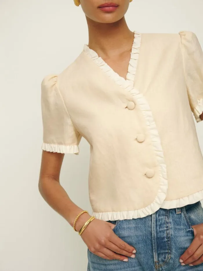 The Reformation Bess Linen Top Sugar 8211 Clothing