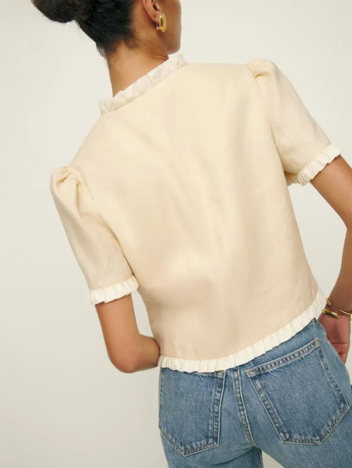 The Reformation Bess Linen Top Sugar 8211 Clothing
