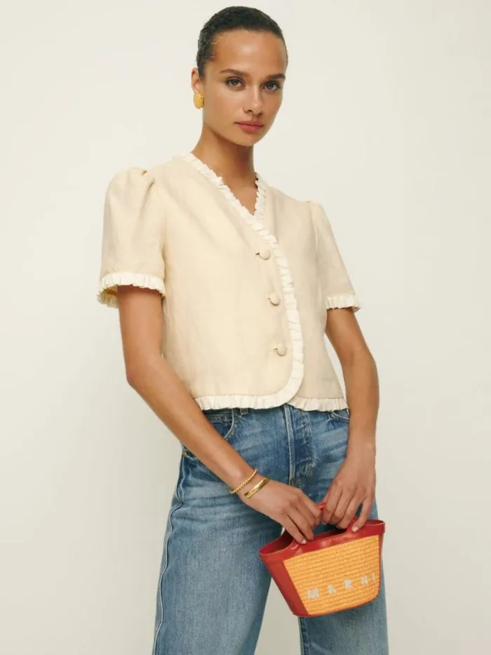 The Reformation Bess Linen Top Sugar 8211 Clothing
