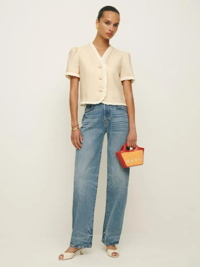 The Reformation Bess Linen Top Sugar 8211 Clothing