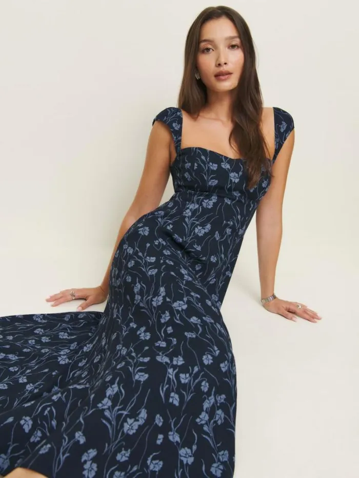 The Reformation Bryson Dress Georgia Blue 8211 Clothing
