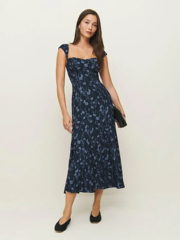The Reformation Bryson Dress Georgia Blue 8211 Clothing