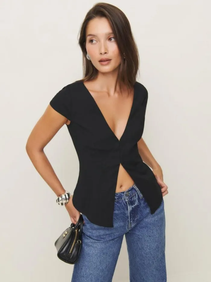 The Reformation Caily Top Black 8211 Clothing