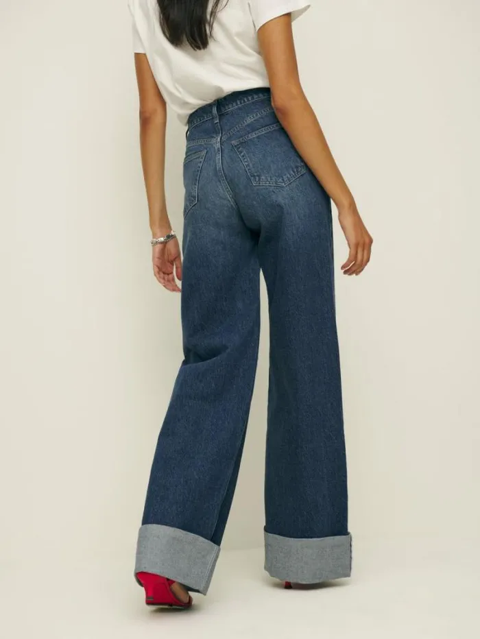 The Reformation Cary Cuffed High Rise Slouchy Wide Leg Jeans Donner 8211 Clothing