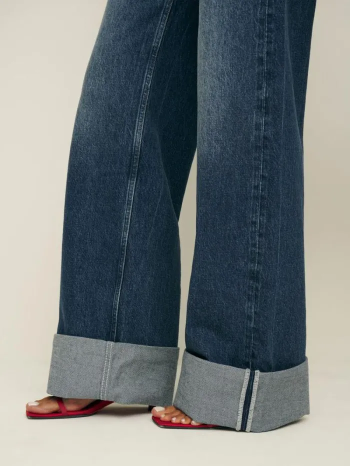 The Reformation Cary Cuffed High Rise Slouchy Wide Leg Jeans Donner 8211 Clothing