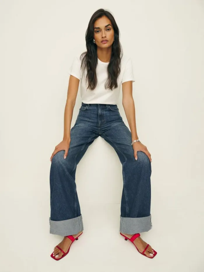 The Reformation Cary Cuffed High Rise Slouchy Wide Leg Jeans Donner 8211 Clothing