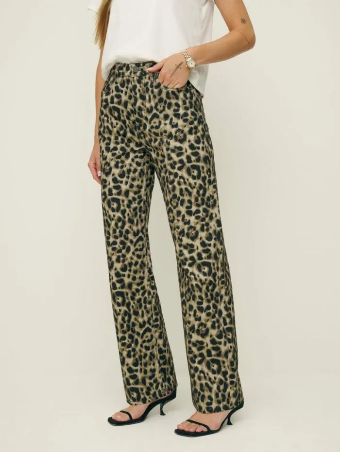 The Reformation Cary High Rise Slouchy Straight Leg Jeans Leo 8211 Clothing