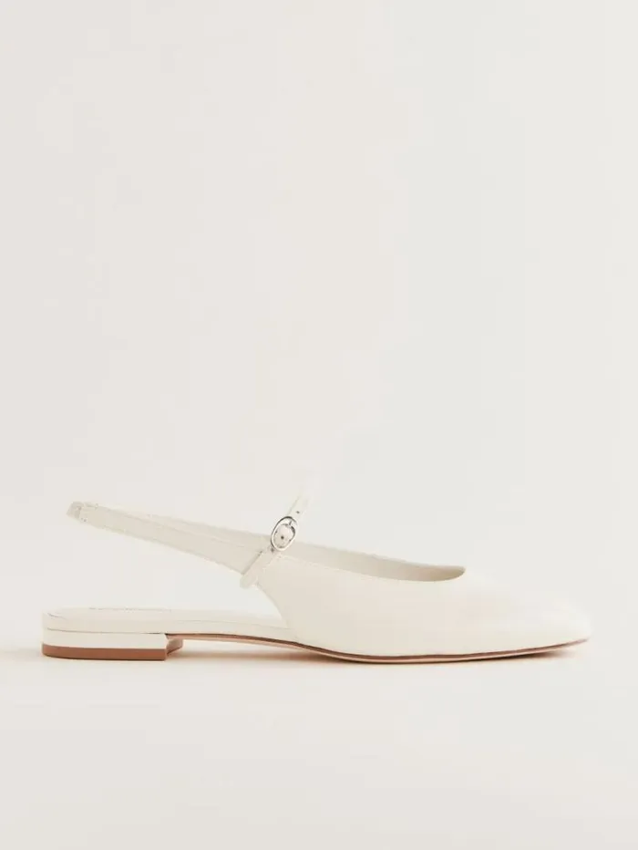 The Reformation Claire Flat Slingback White Leather 8211 Shoes