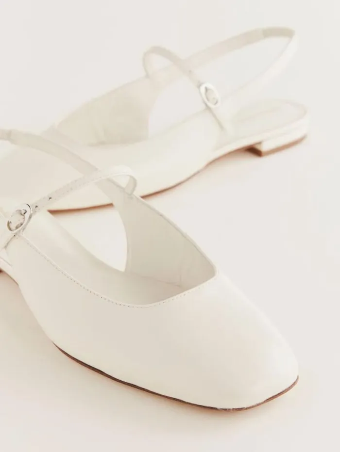 The Reformation Claire Flat Slingback White Leather 8211 Shoes