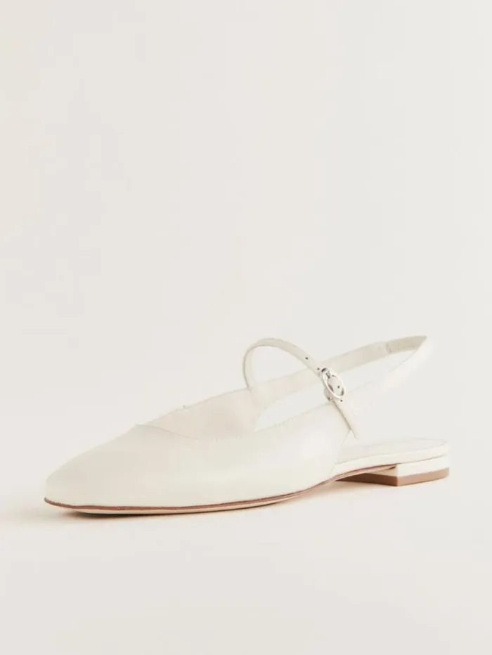 The Reformation Claire Flat Slingback White Leather 8211 Shoes
