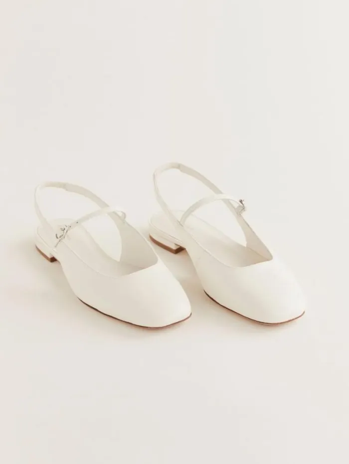 The Reformation Claire Flat Slingback White Leather 8211 Shoes