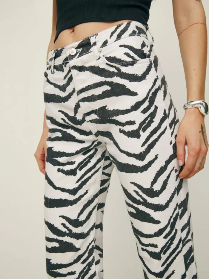 The Reformation Cynthia High Rise Straight Jeans Zebra 8211 Clothing