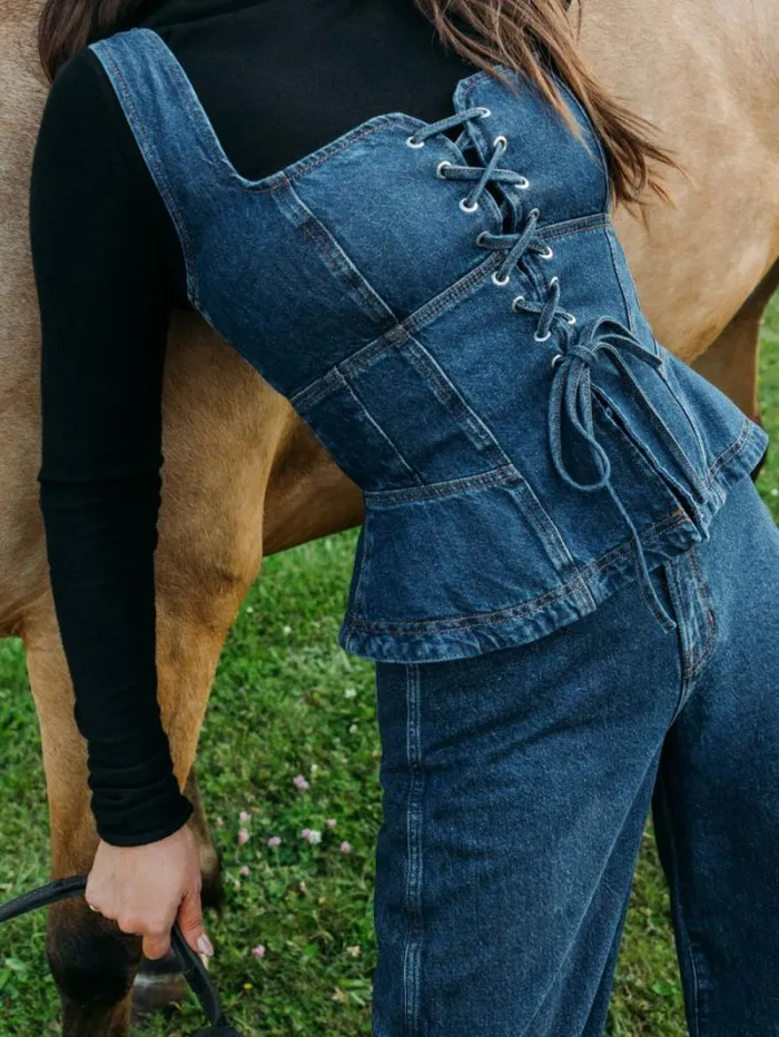 The Reformation Dallas Denim Corset Elwood 8211 Clothing