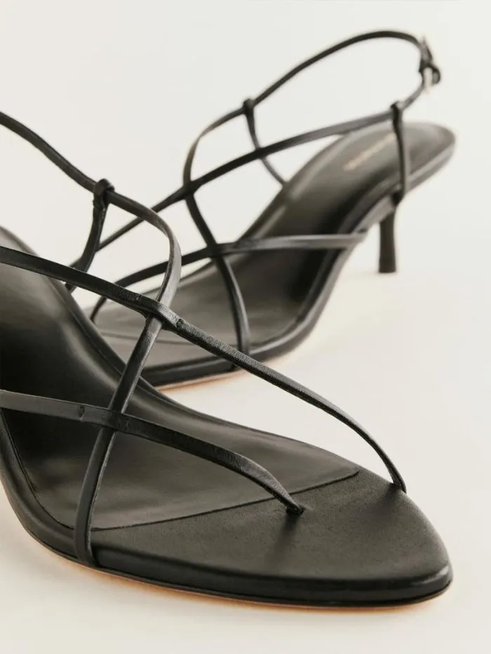The Reformation Daphne Heeled Sandal Black Leather 8211 WeddingsShoes